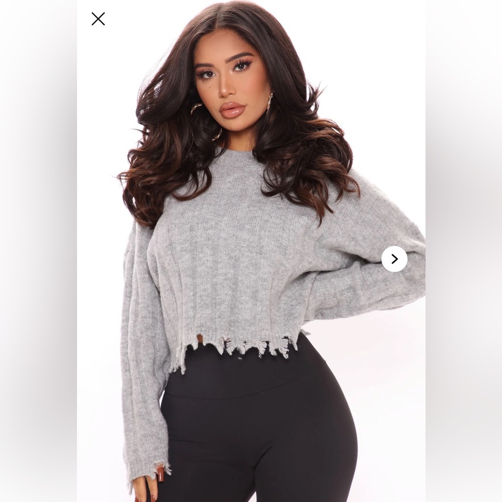 Pulling On My Strings Ribbed Sweater - Heather Grey